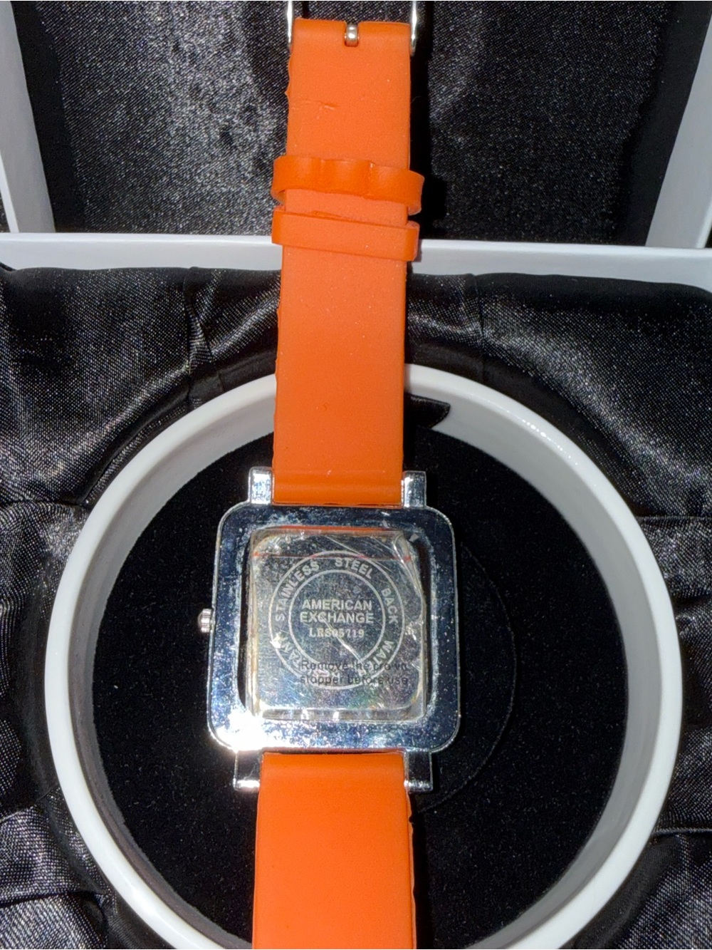 Casual Rubber Square Face Armani Orange Unisex Watch with Crystals - Picture 7 of 9